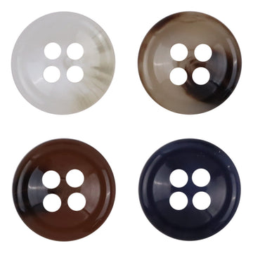 Round four-hole resin shirt buttons, White, Khaki, Coffee, Deep Blue
