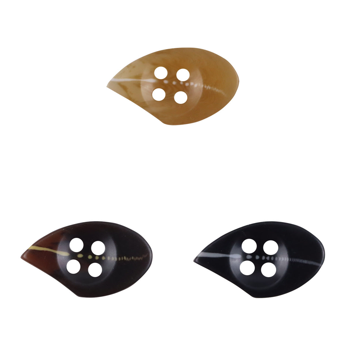 Irregular resin drop buttons, khaki color, 4-hole design