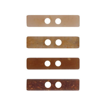 Two-hole long resin buttons, wood chip pattern, beige and brown tones (10 pcs)