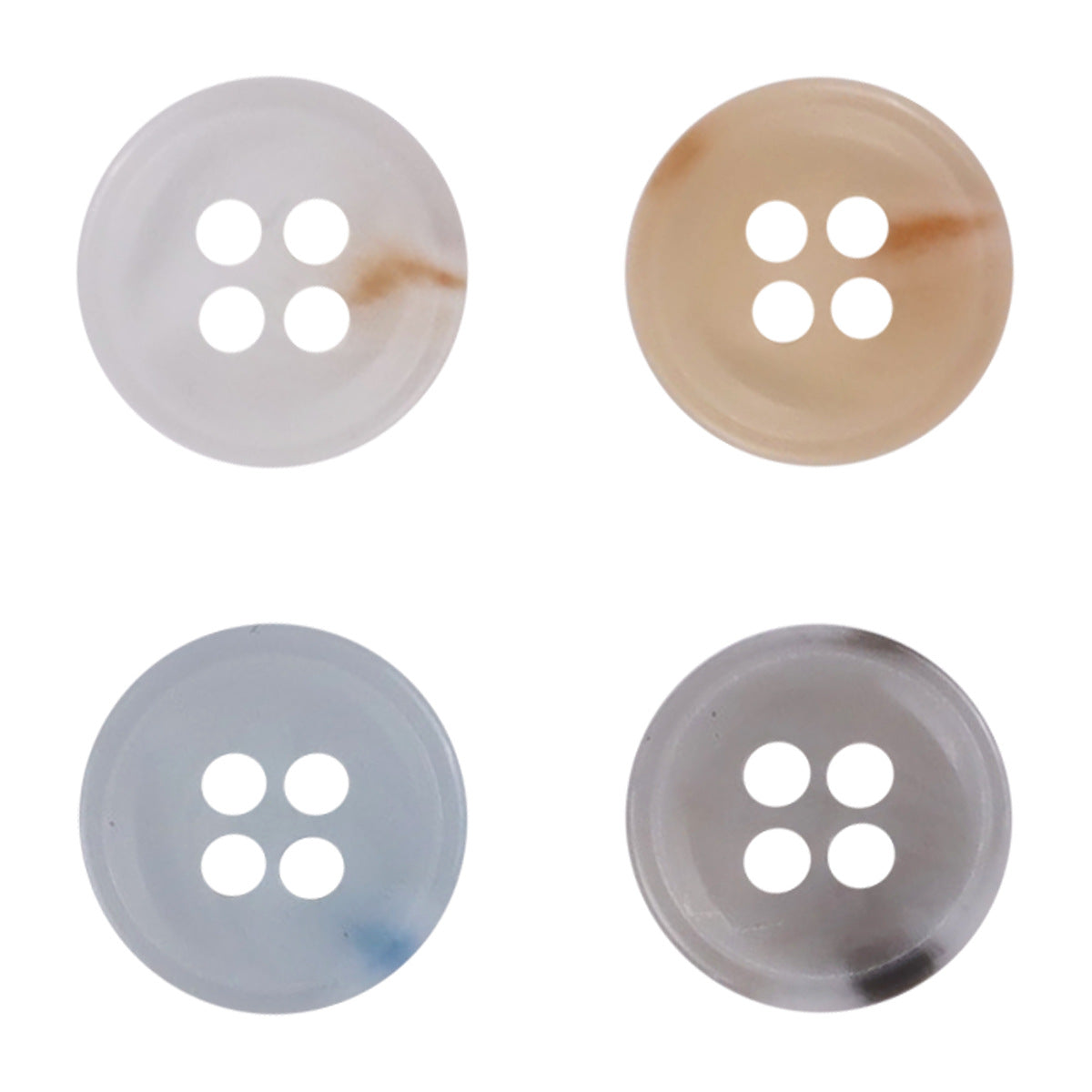 11.5mm semi-transparent resin buttons, light blue, beige, and light gray (4 colors)