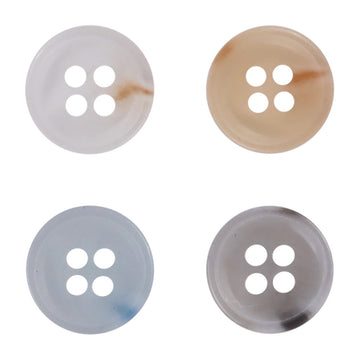 11.5mm semi-transparent resin buttons, light blue, beige, and light gray (4 colors)