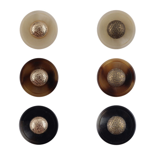 Cap-Shaped Resin Buttons with Metal Shanks for Cashmere Sweaters 10pcs