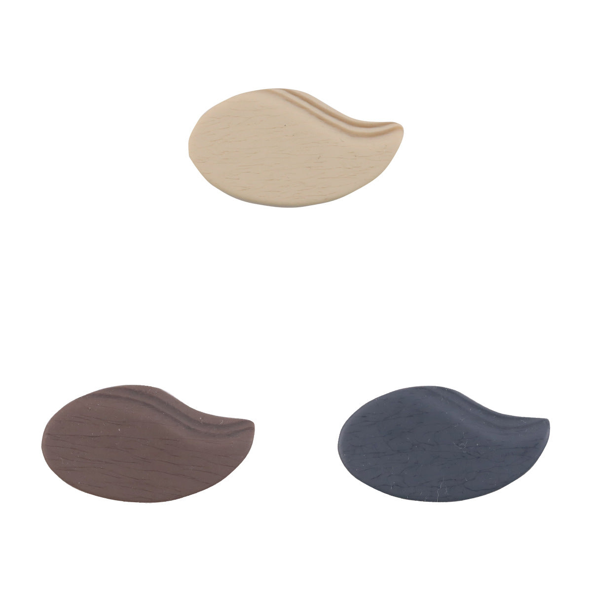 Comma-shaped matte resin shank buttons in beige, coffee, and black (10pcs)