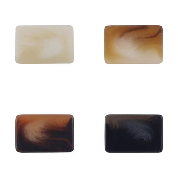 Rectangular resin buttons with shanks: light beige, tan, dark brown & black (4 pcs)