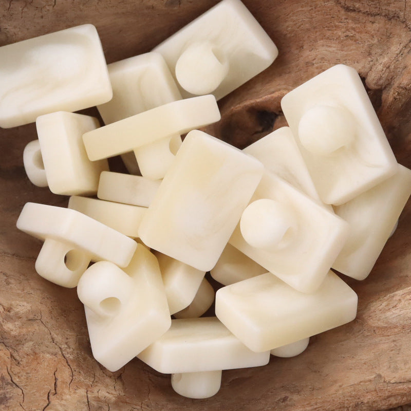 Rectangular resin buttons with shanks in light tones: off-white, cream & tan (assorted)