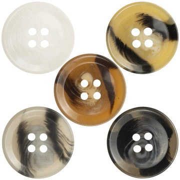 Round 4-hole resin buttons, mixed colors with brush-stroke pattern (20 pcs set)