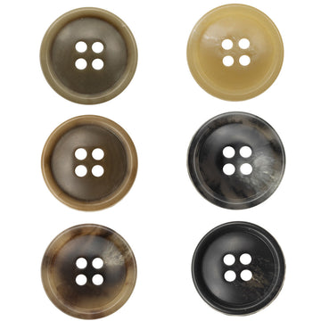 Urea coat buttons, set of brown and dark styles, 4-hole design (30 pack)