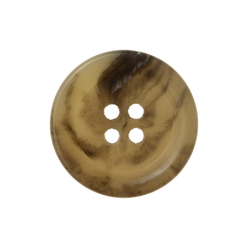 Coffee round urea button, 4-hole front view, vintage mottled finish