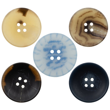 4-Loch Schalenknöpfe, 20er Pack, gemischte Farben (Deep Blue, Sky Blue, Coffee, Khaki, Brown)