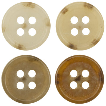 Runde 4-Loch-Urea-Knöpfe in Beige, Hellbraun und Coffee, schmaler Rand