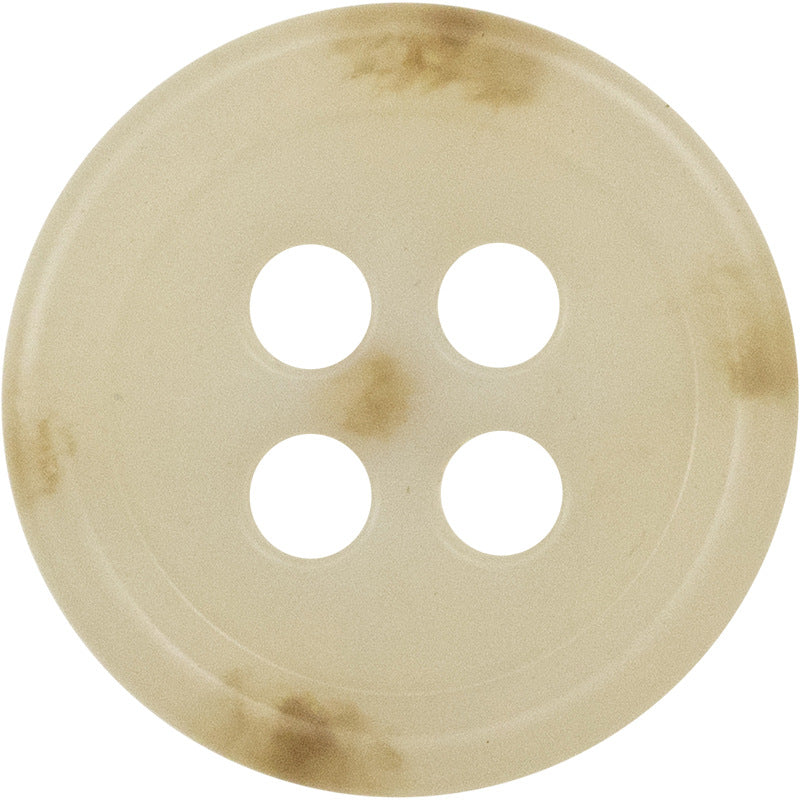 Beige Urea-Knopf, rund mit 4 Löchern und schmalem Rand