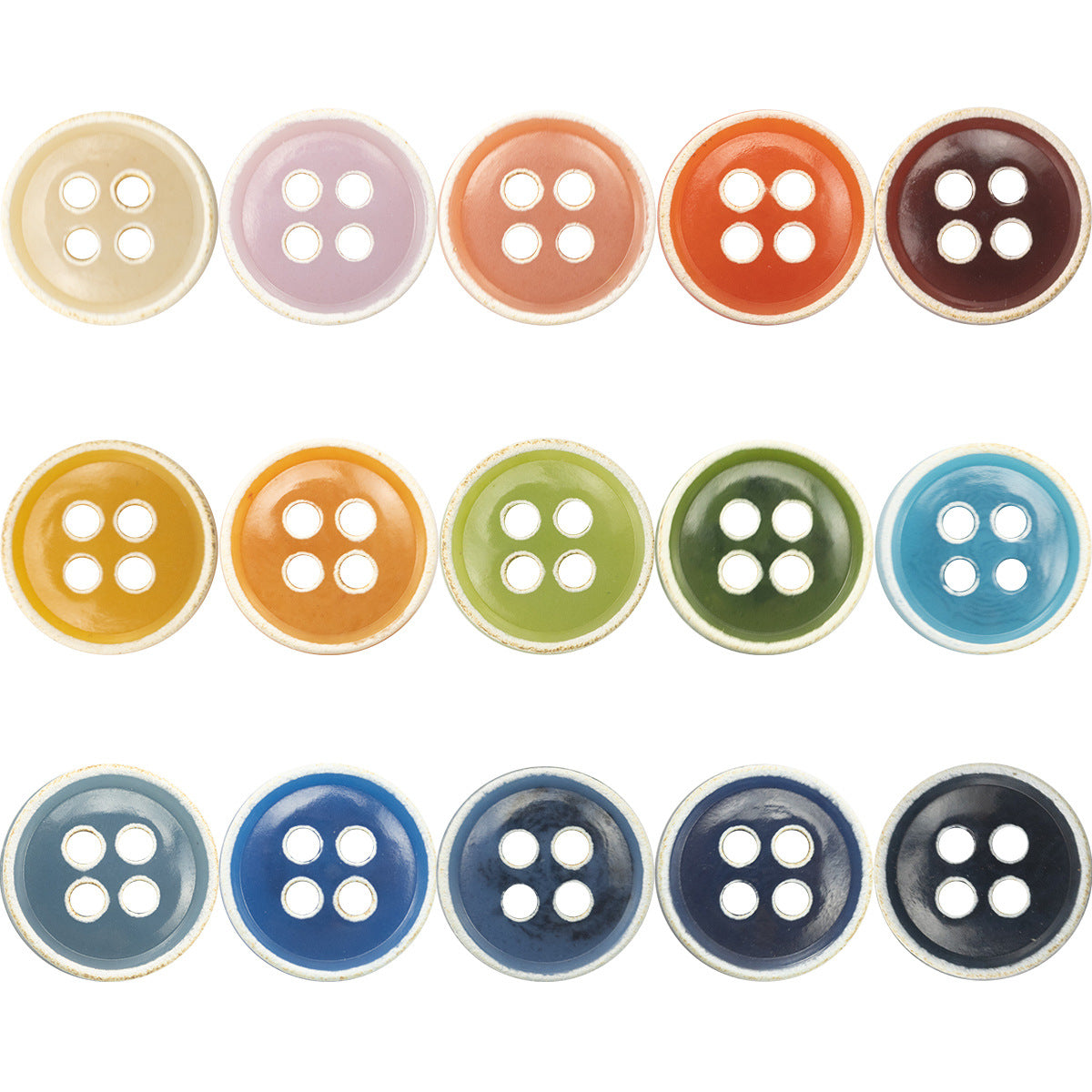 Retro floral shirt buttons, 4-hole round set in multiple colors, pack of 150