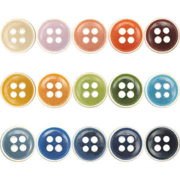 Retro floral shirt buttons, 4-hole round set in multiple colors, pack of 150