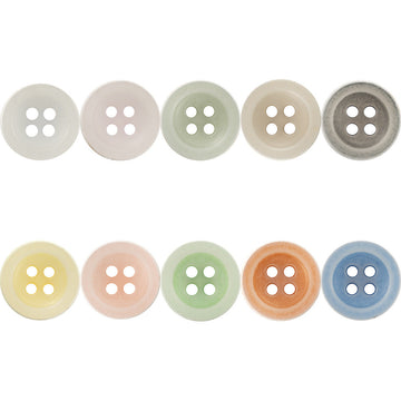 Matte frosted round urea buttons, four-hole design, mixed pastel colors
