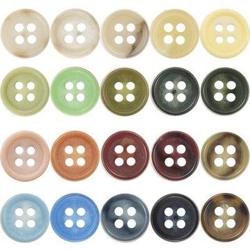 Buntes Set aus 20 Urea-Knöpfen (4-Loch), 11,5 mm, verschiedene Pastellfarben