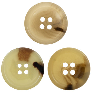 Khaki round four-hole urea buttons, 15/20mm, set of 18