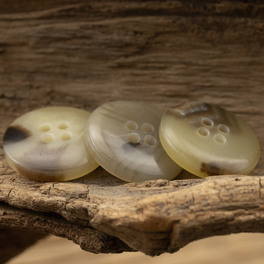 15mm/20mm Khaki Round Four-Hole Eco-Friendly Urea Buttons 18 Pack