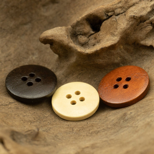 Premium Pear Wood Buttons with Red Lacquer Finish 100pcs