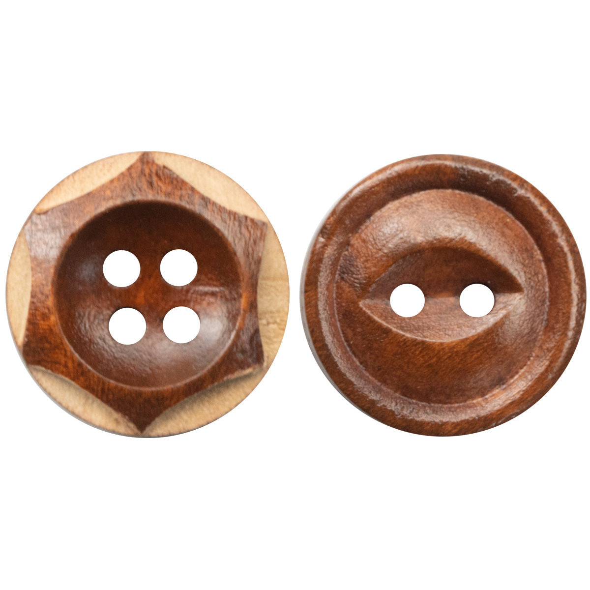 Cat’s Eye red-brown wooden button, 4 holes, for cotton and linen clothing (set of 50)