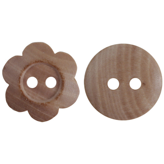 15mm Sunflower Two-Hole Wooden Buttons for Knitted Doll 30pcs