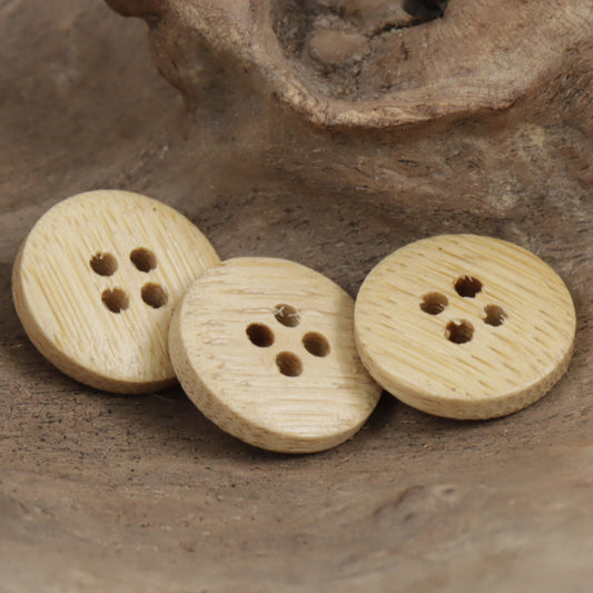 13mm/15mm Round Natural Bamboo Decorative Buttons 20pcs