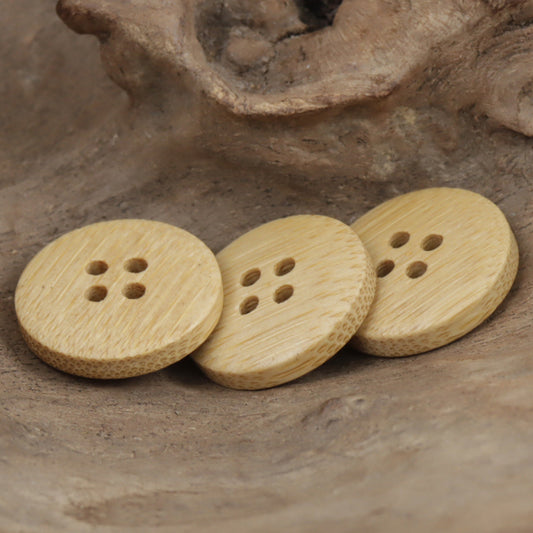 Sustainable Bamboo Buttons Thick Rounded Edges 4 Holes 10pcs