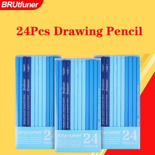 BRUTFUNER 24 Pieces Professional HB Sketching Pencil Set for Drawing Drafting
