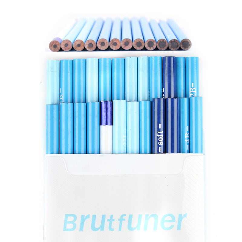 BRUTFUNER 24 Pieces Professional HB Sketching Pencil Set for Drawing Drafting