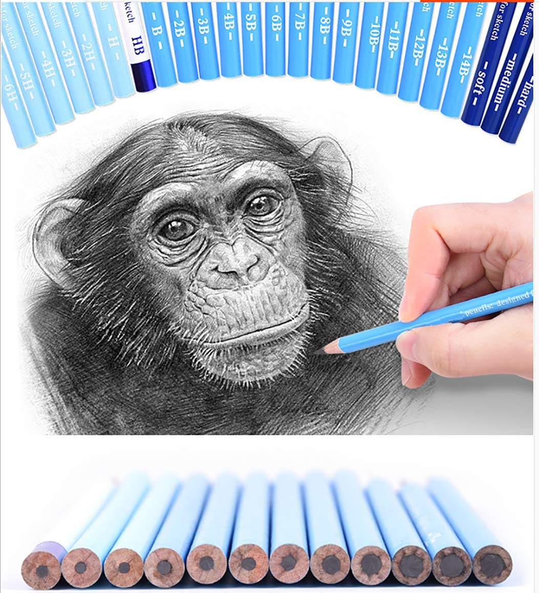 BRUTFUNER 24 Pieces Professional HB Sketching Pencil Set for Drawing Drafting