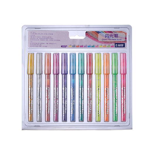 STA 1152 Glitter Markers 12 Color for DIY Photo Album Artist Drawing