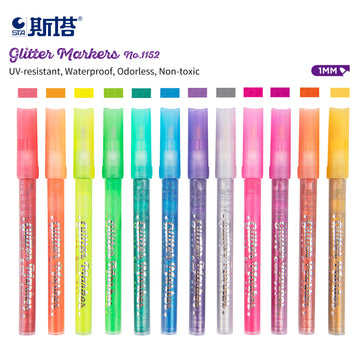 STA 1152 Glitter Markers 12 Color for DIY Photo Album Artist Drawing