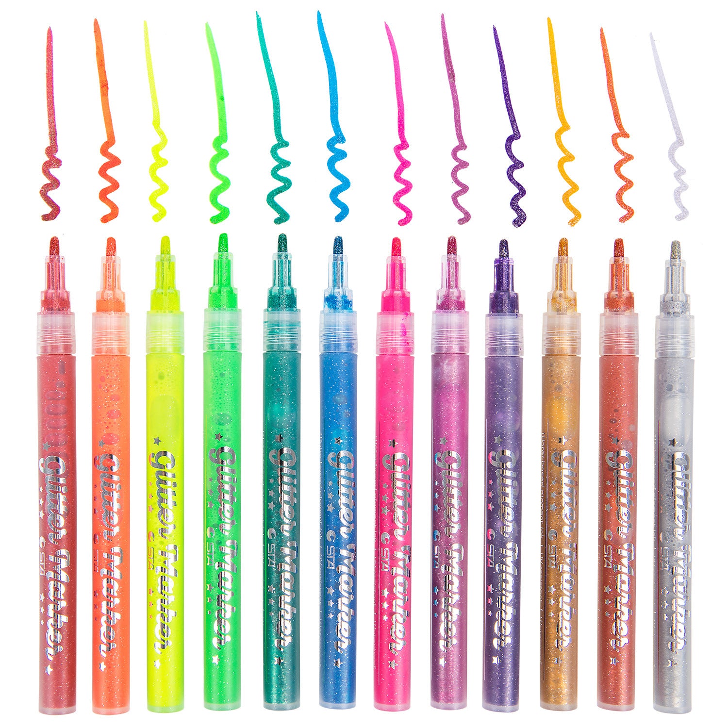 STA 1152 Glitter Markers 12 Color for DIY Photo Album Artist Drawing