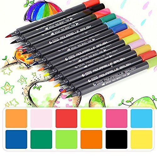 STA 3110 12 Color Double-Ended Watercolour Brush Pen