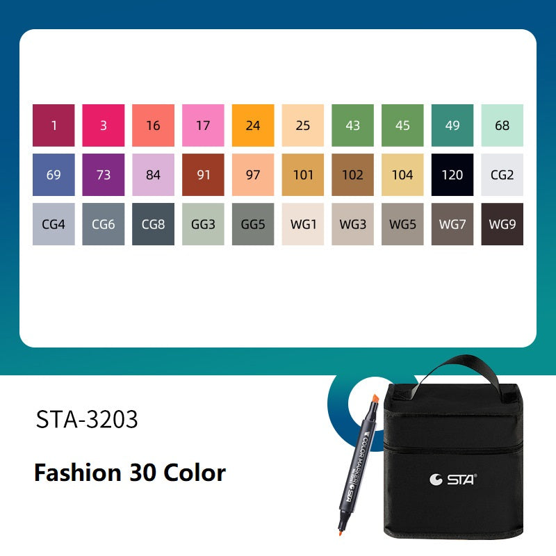 SAT 3203 Twin Art Markers Alcohol Based 30 Color Animaiton Fashion Set - TTpen