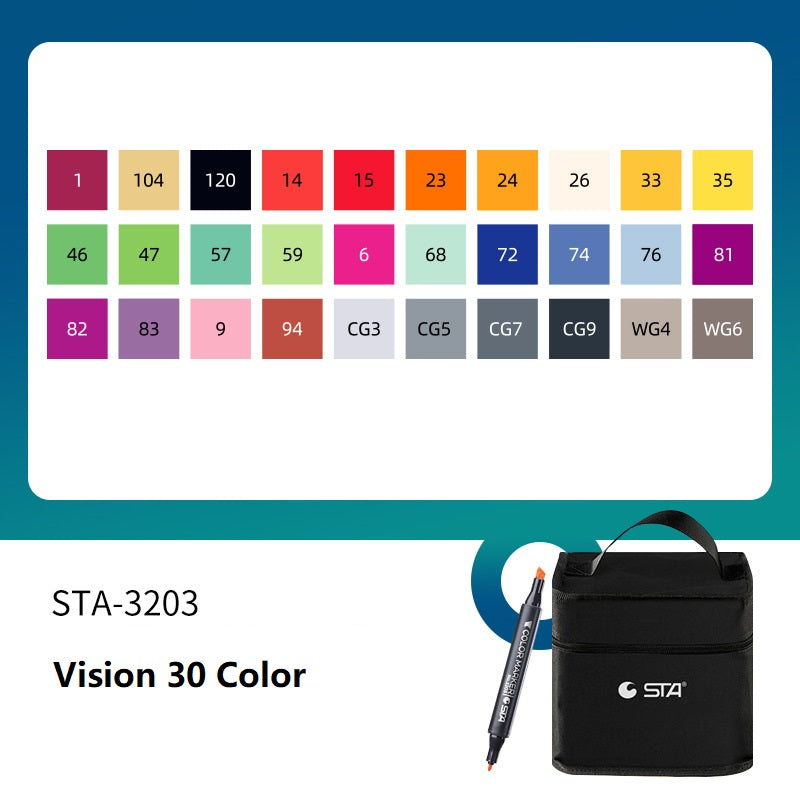 SAT 3203 Twin Art Markers Alcohol Based 30 Color Animaiton Fashion Set - TTpen