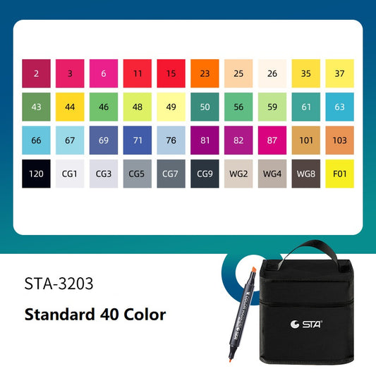 SAT 3203 Alcohol Art Markers Double Ended 40 Color Standard Set