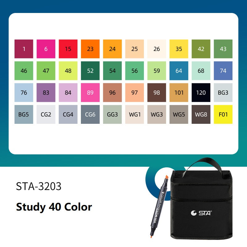 SAT 3203 Alcohol Art Markers Double Ended 40 Color Standard Set