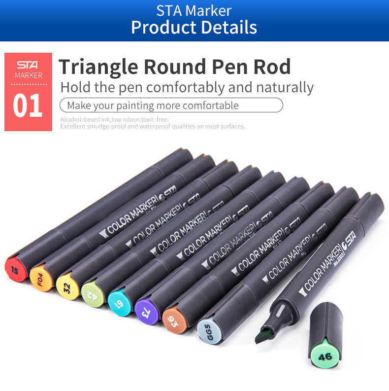 SAT 3203 Alcohol Art Markers 60 Color Dual Tip Product Design Set