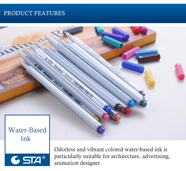 STA 26 Colors Art Fineliner Pens 0.4mm Fine Point