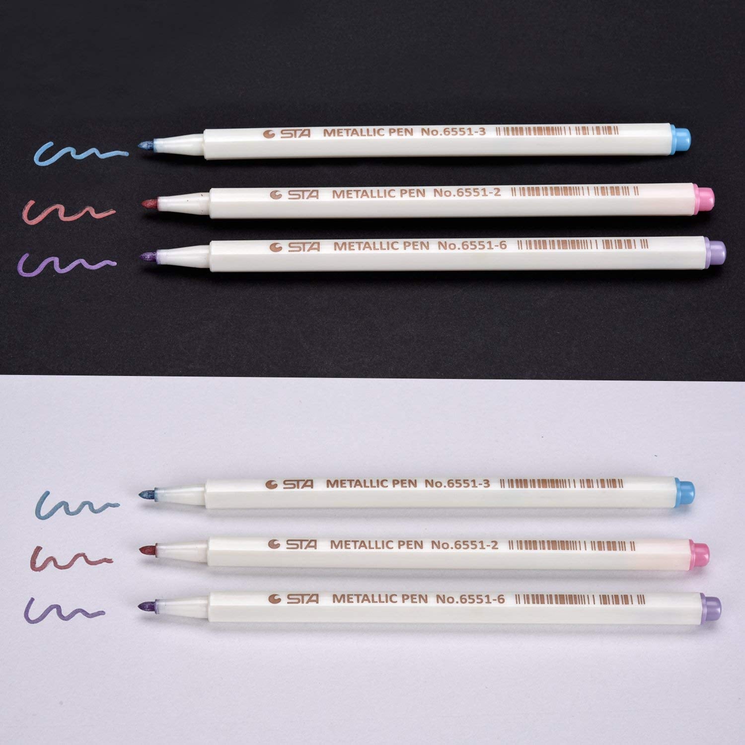 STA 10 Colors Metallic Marker Pens Fine Tip for DIY Photo Album,Scrapbooking,Card Marking - TTpen