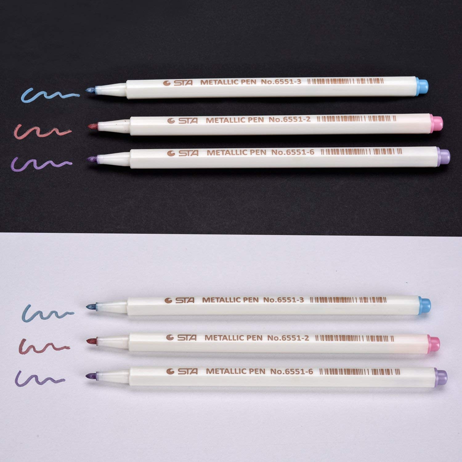 STA 10 Colors Metallic Marker Pens Fine Tip for DIY Photo Album,Scrapbooking,Card Marking