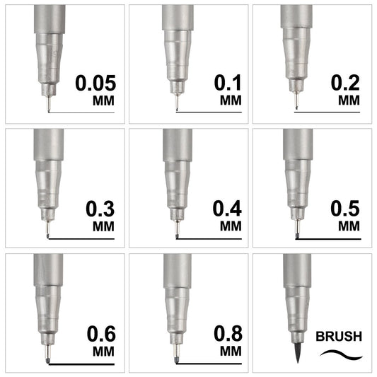 STA 9 Fineliner Black Ink for Art Technical Drawing Writing Engineering Sketching Architecture Manga