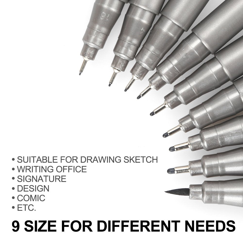 STA 9 Fineliner Black Ink for Art Technical Drawing Writing Engineering Sketching Architecture Manga