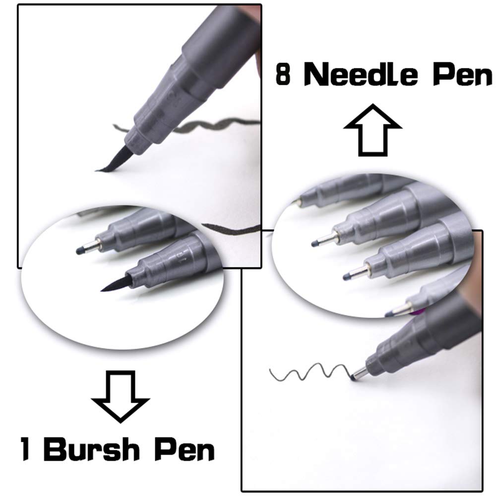STA 9 Fineliner Black Ink for Art Technical Drawing Writing Engineering Sketching Architecture Manga