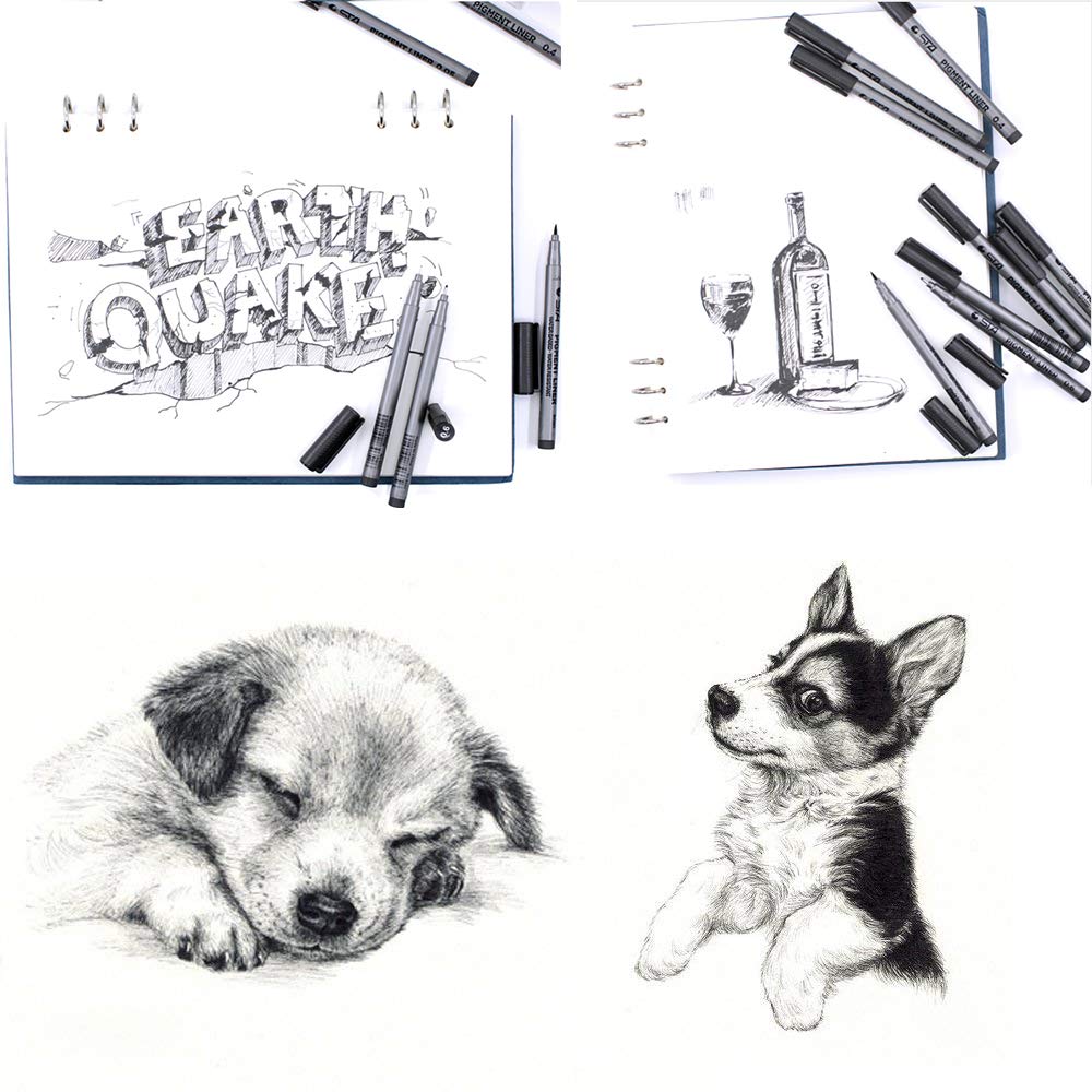 STA 9 Fineliner Black Ink for Art Technical Drawing Writing Engineering Sketching Architecture Manga