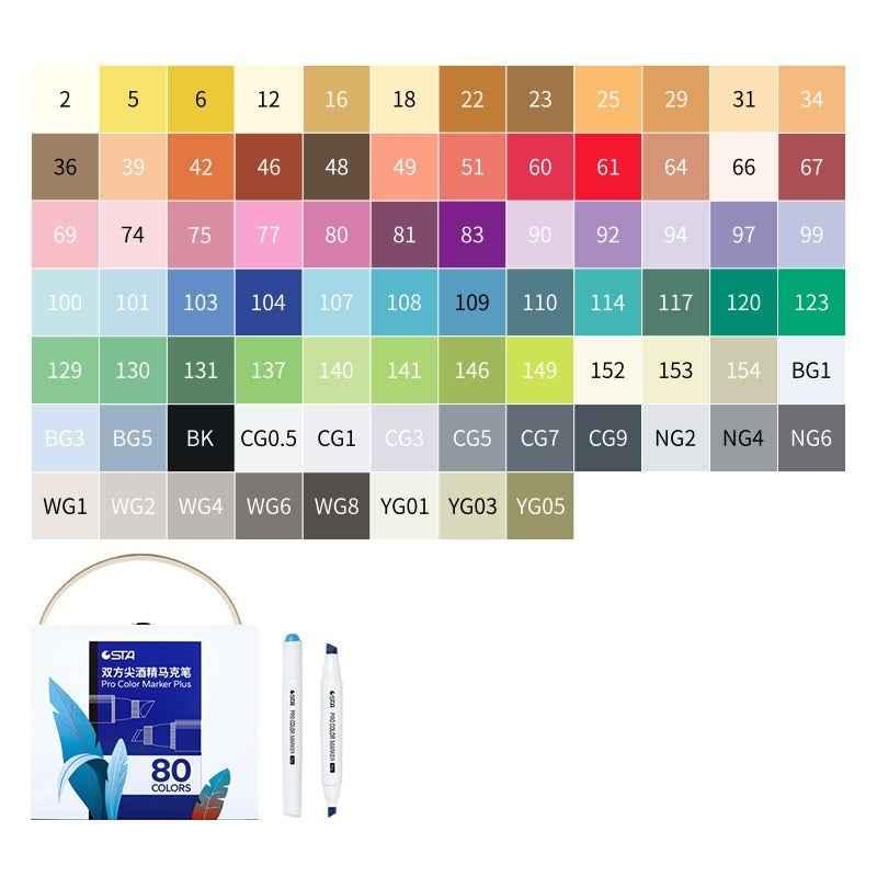 STA 9000 Pro Color Marker Plus,Classic 48/60/80/120 Colors with Carryi