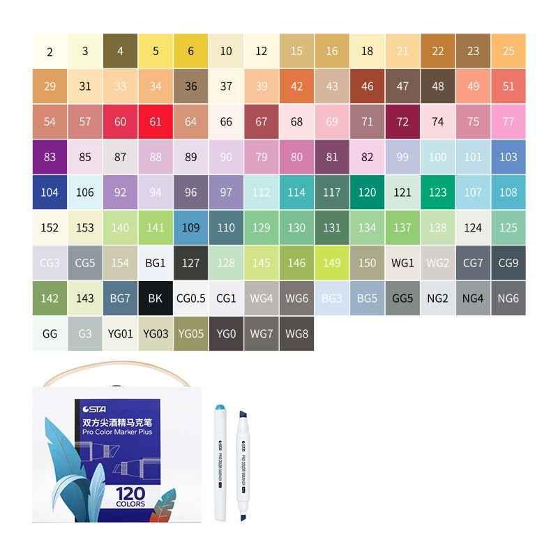 STA 9000 Pro Color Marker Plus,Classic 48/60/80/120 Colors with Carryi