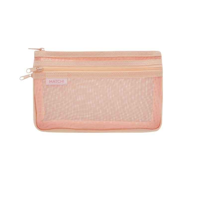 SUN-STAR MATCH 2 Pocket Mesh Pencil Case with Zipper