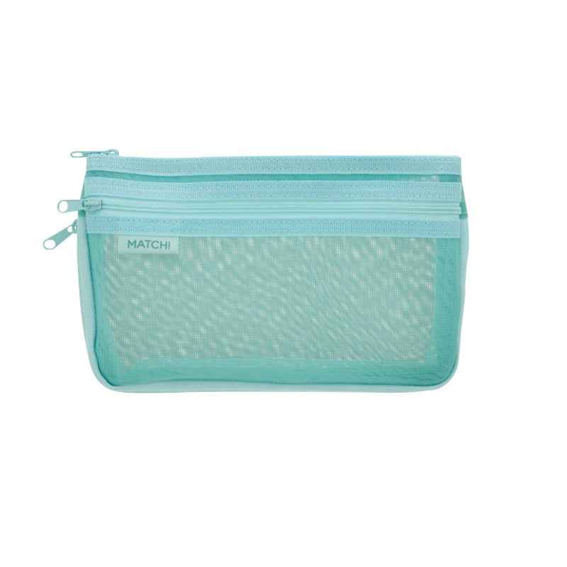 SUN-STAR MATCH 2 Pocket Mesh Pencil Case with Zipper