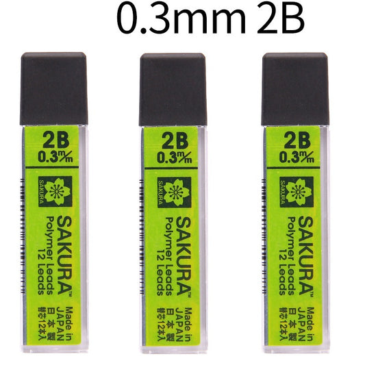 Recambios de minas para portaminas Sakura Polímero HB/2B Paquete de 3